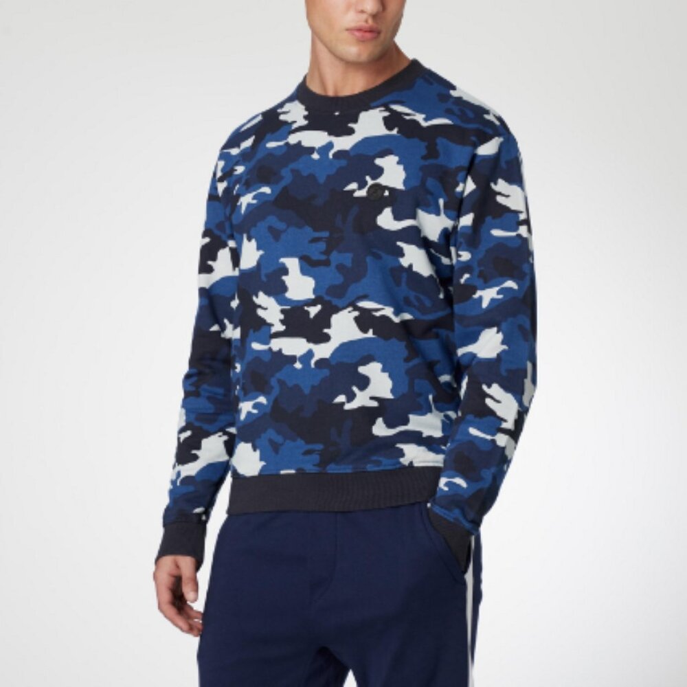 The Kooples X Sport Blue Camouflage Crewneck Sweatshirt | Size L